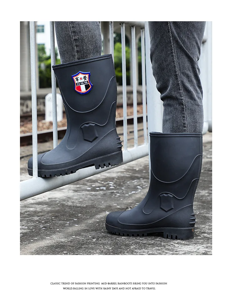 Extra Thick Steel Head Rain Boots Steel Sole Water Boots Construction Site Anti-puncture Rubber Shoes Anti-smashing