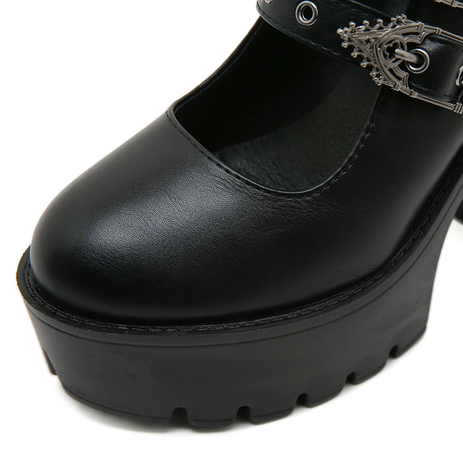 Gdgydh Goth Style Women Block Heels for Halloween Fashion Buckle Strap Dress Pumps Platform Mary Jane Shoes Stylish Back Zipper