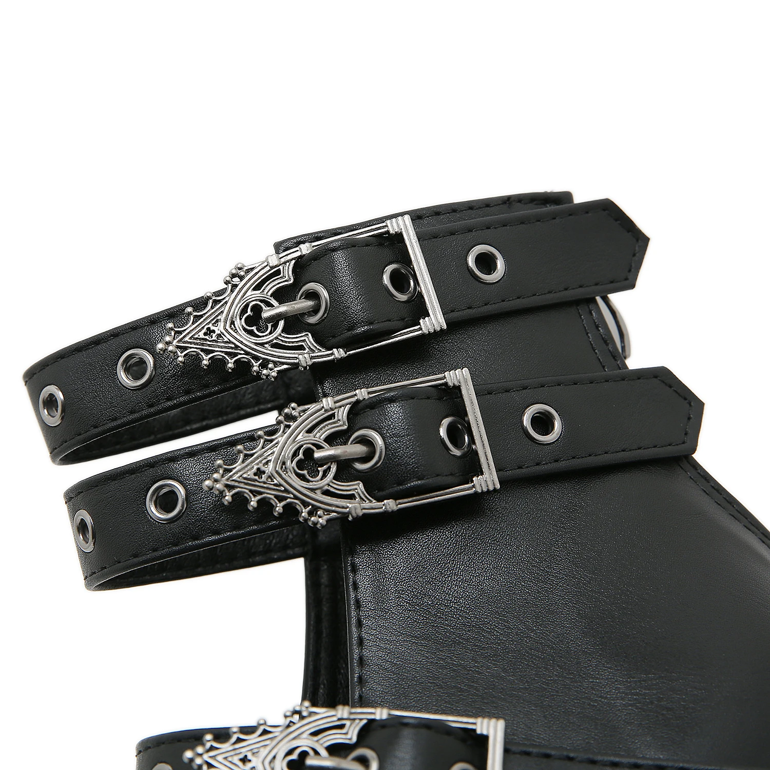 Gdgydh Goth Style Women Block Heels for Halloween Fashion Buckle Strap Dress Pumps Platform Mary Jane Shoes Stylish Back Zipper