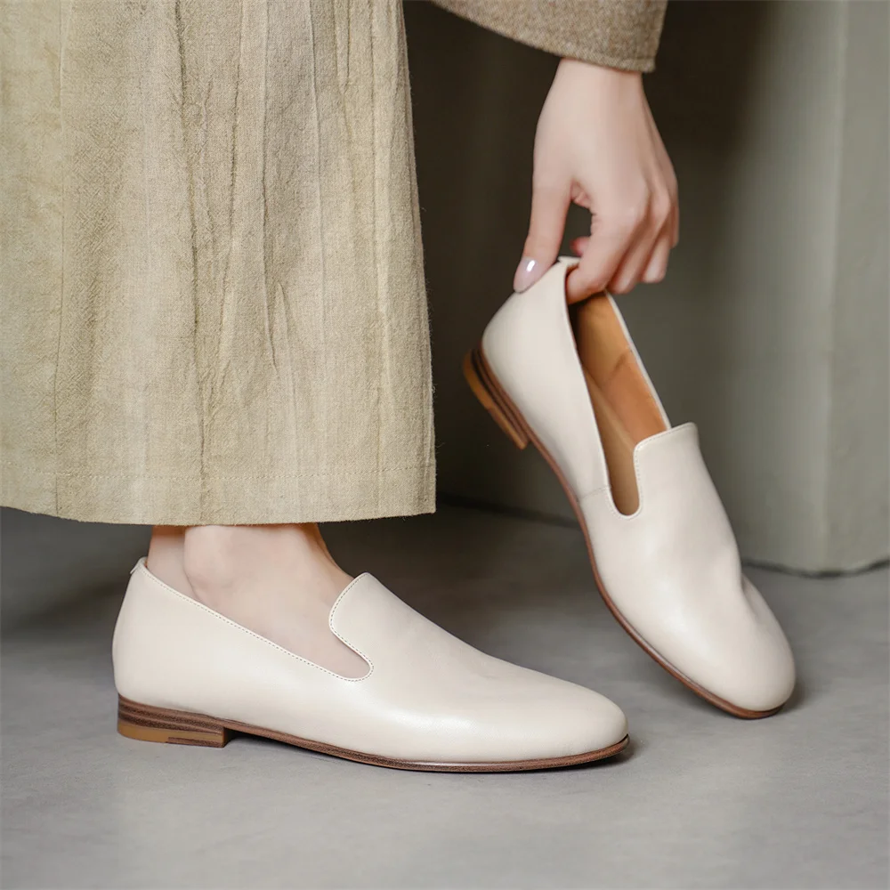 FEDONAS 2026 New Women Genuine Leather Loafers Pumps Low Heels Soft Leather Round Toe Casual Shoes Spring Office Pumps