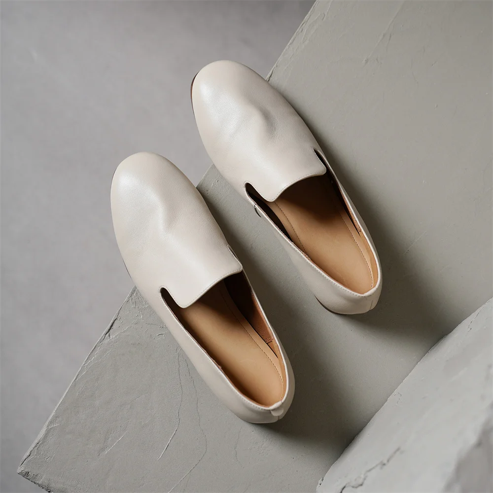 FEDONAS 2026 New Women Genuine Leather Loafers Pumps Low Heels Soft Leather Round Toe Casual Shoes Spring Office Pumps