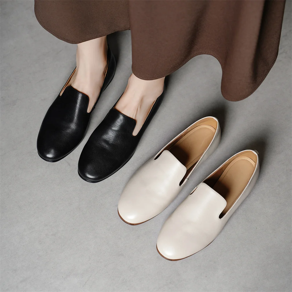 FEDONAS 2026 New Women Genuine Leather Loafers Pumps Low Heels Soft Leather Round Toe Casual Shoes Spring Office Pumps