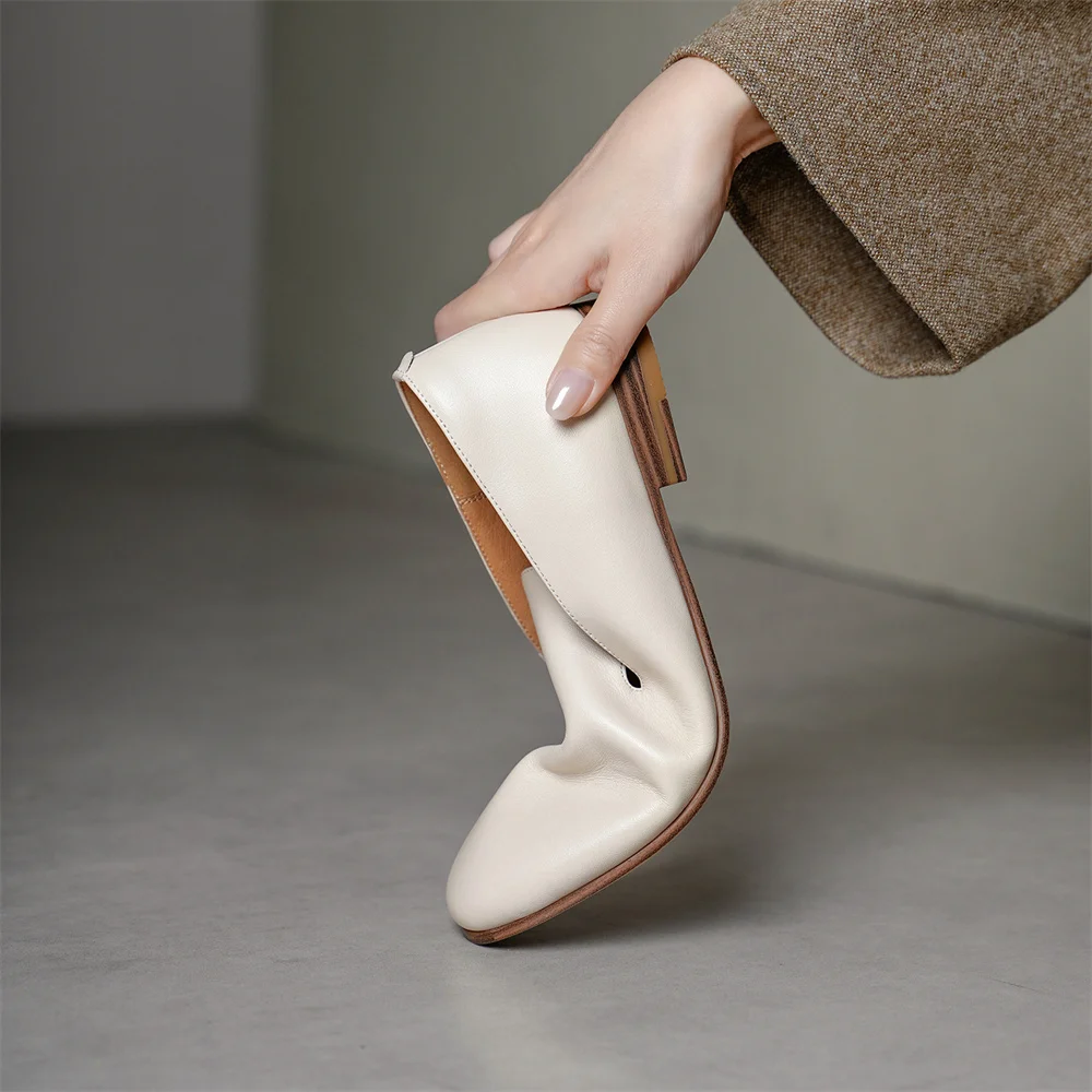 FEDONAS 2026 New Women Genuine Leather Loafers Pumps Low Heels Soft Leather Round Toe Casual Shoes Spring Office Pumps