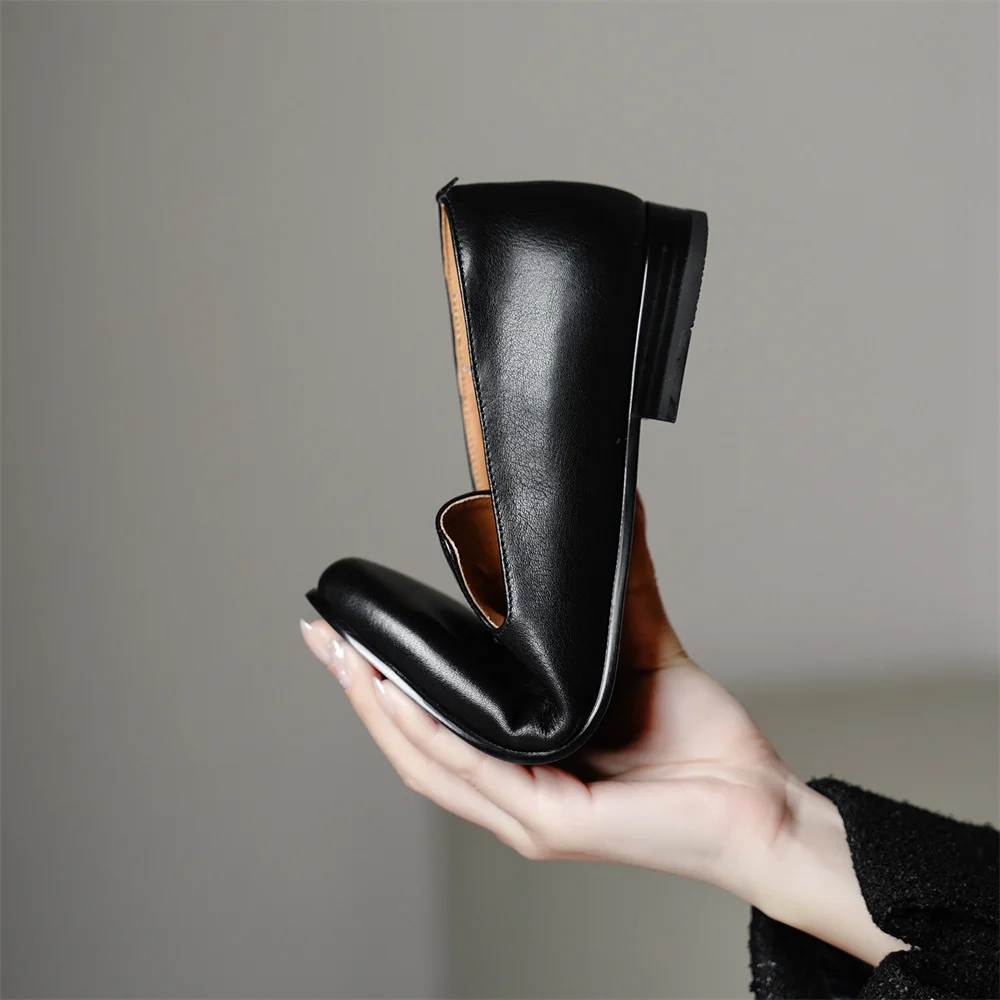 FEDONAS 2026 New Women Genuine Leather Loafers Pumps Low Heels Soft Leather Round Toe Casual Shoes Spring Office Pumps