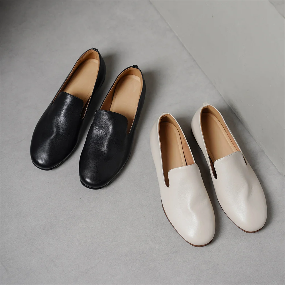 FEDONAS 2026 New Women Genuine Leather Loafers Pumps Low Heels Soft Leather Round Toe Casual Shoes Spring Office Pumps