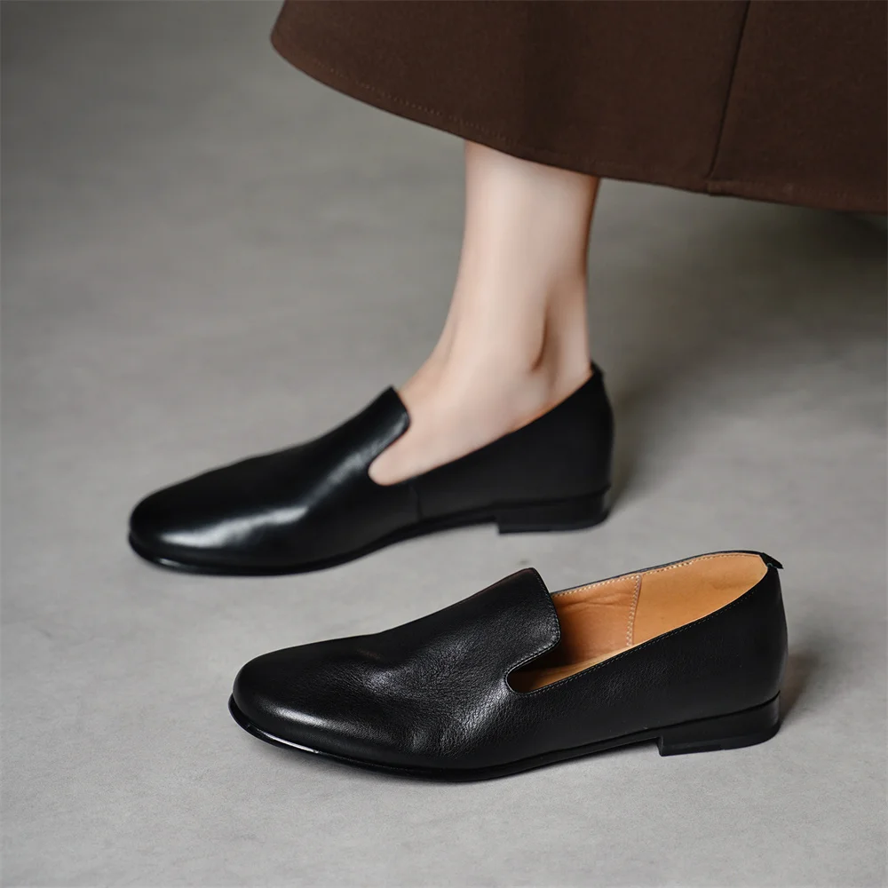 FEDONAS 2026 New Women Genuine Leather Loafers Pumps Low Heels Soft Leather Round Toe Casual Shoes Spring Office Pumps