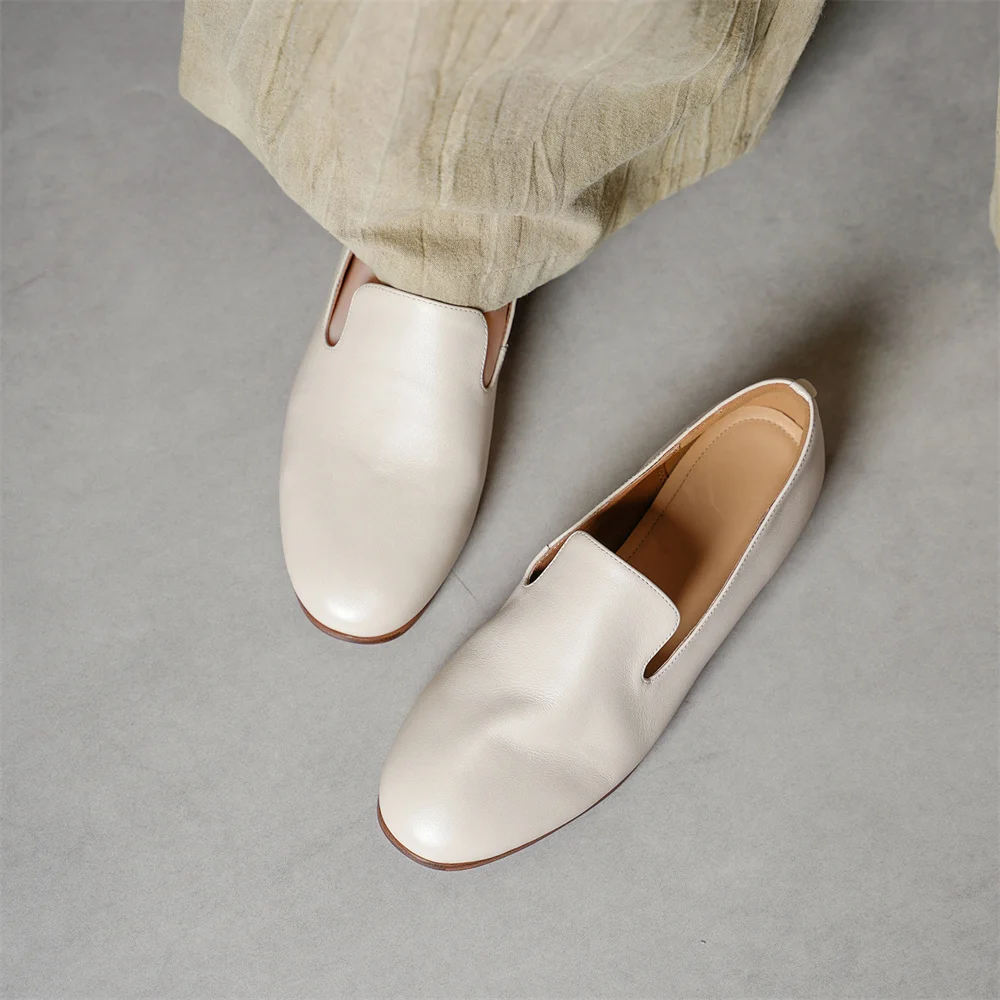 FEDONAS 2026 New Women Genuine Leather Loafers Pumps Low Heels Soft Leather Round Toe Casual Shoes Spring Office Pumps