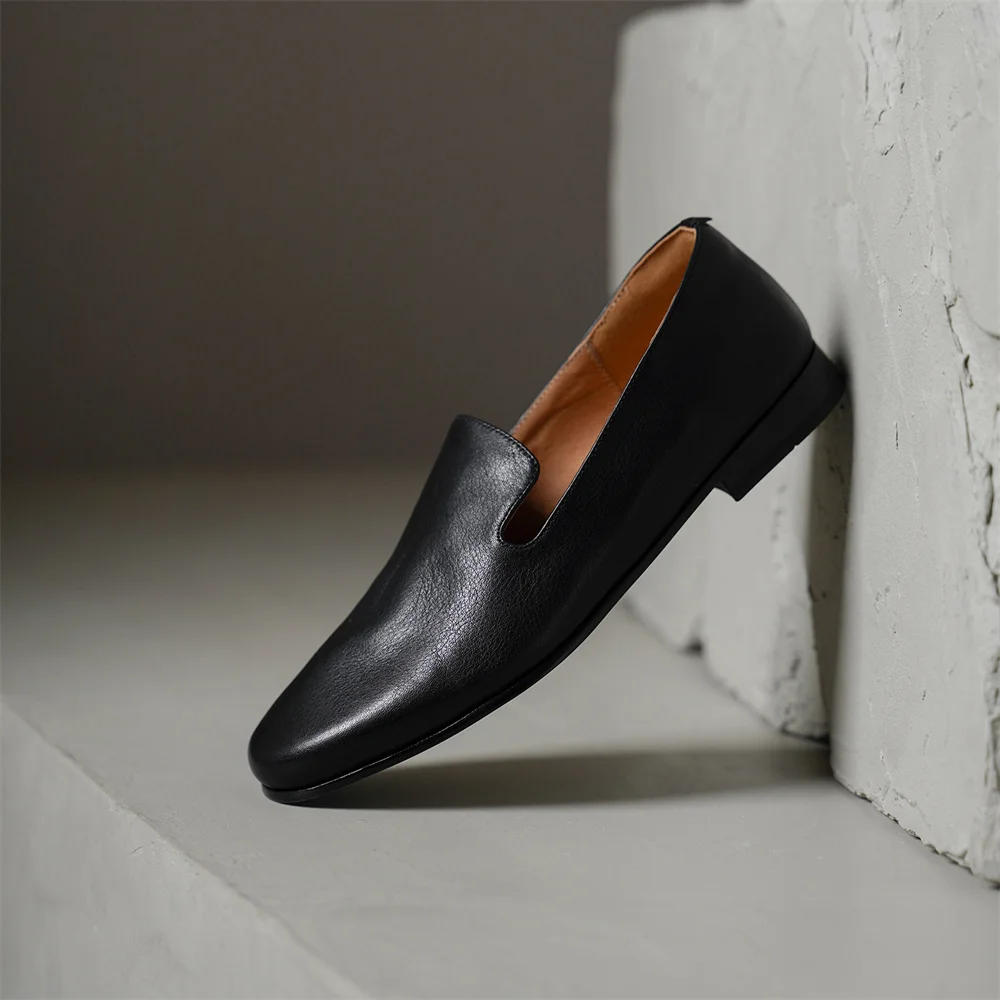 FEDONAS 2026 New Women Genuine Leather Loafers Pumps Low Heels Soft Leather Round Toe Casual Shoes Spring Office Pumps