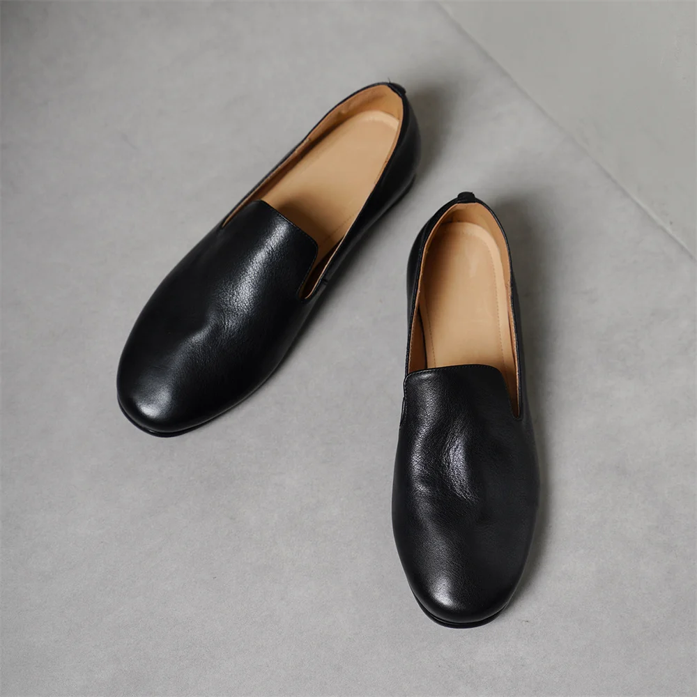 FEDONAS 2026 New Women Genuine Leather Loafers Pumps Low Heels Soft Leather Round Toe Casual Shoes Spring Office Pumps
