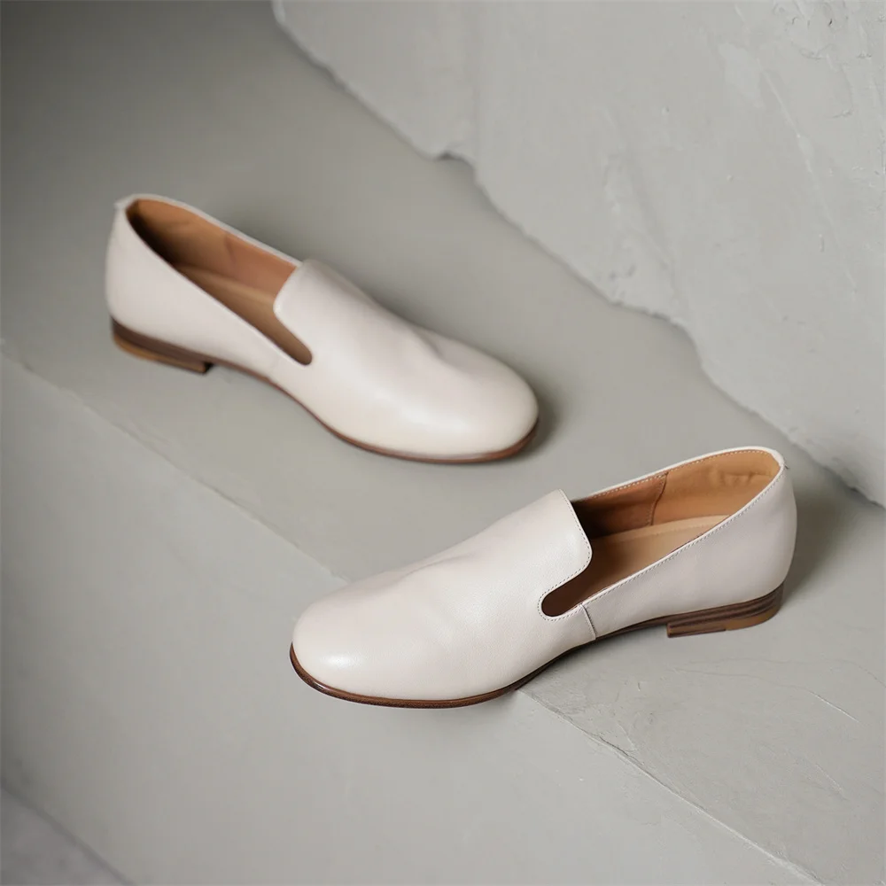 FEDONAS 2026 New Women Genuine Leather Loafers Pumps Low Heels Soft Leather Round Toe Casual Shoes Spring Office Pumps