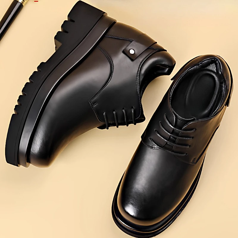Extra High 13cm Height-increasing Shoes Men's Dress Shoes British Business Casual Elevator Shoes Wedding Thick Soled Derby Shoe