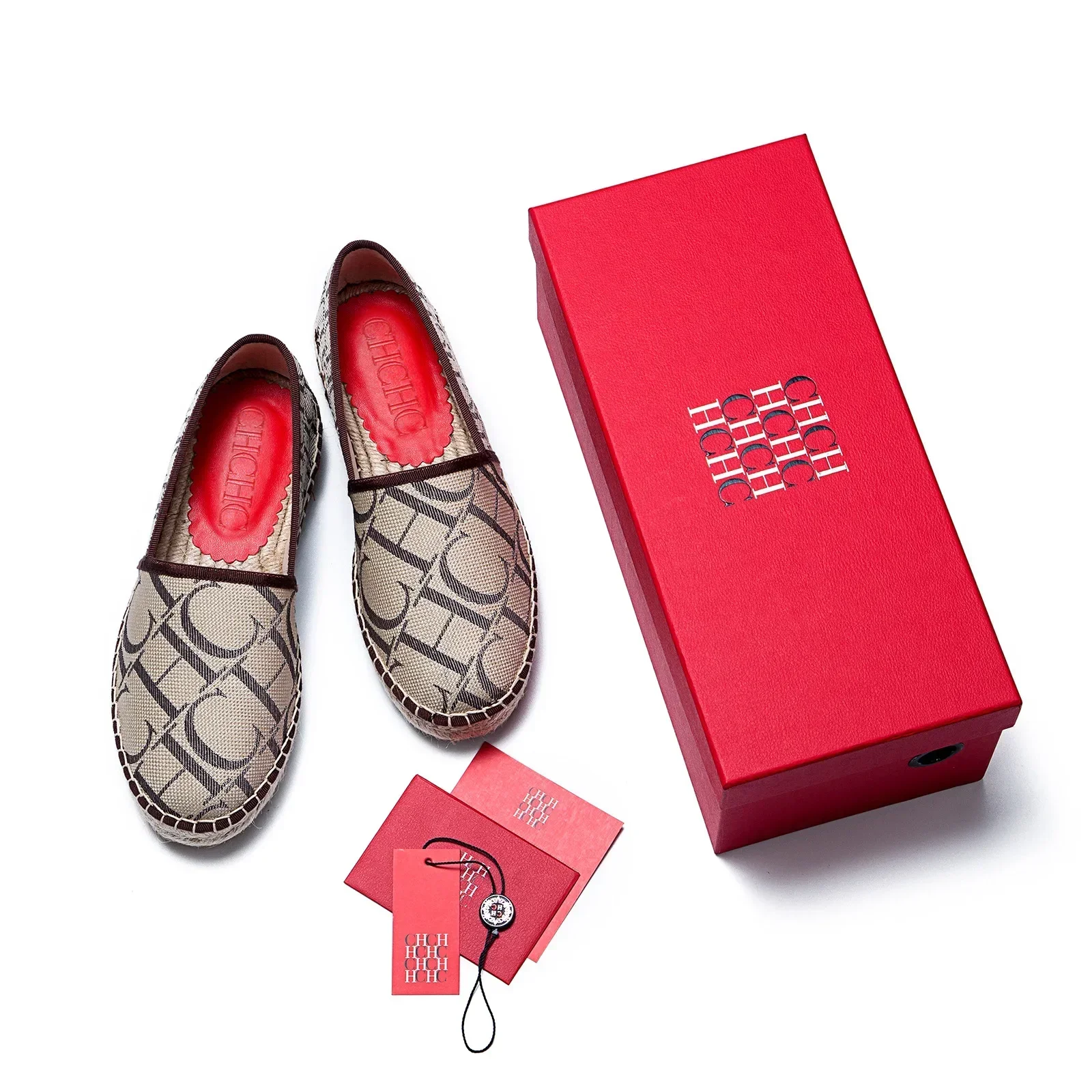 CH women's high-quality casual fisherman shoes flats, high-end outdoor classic letter design printed women's shoes