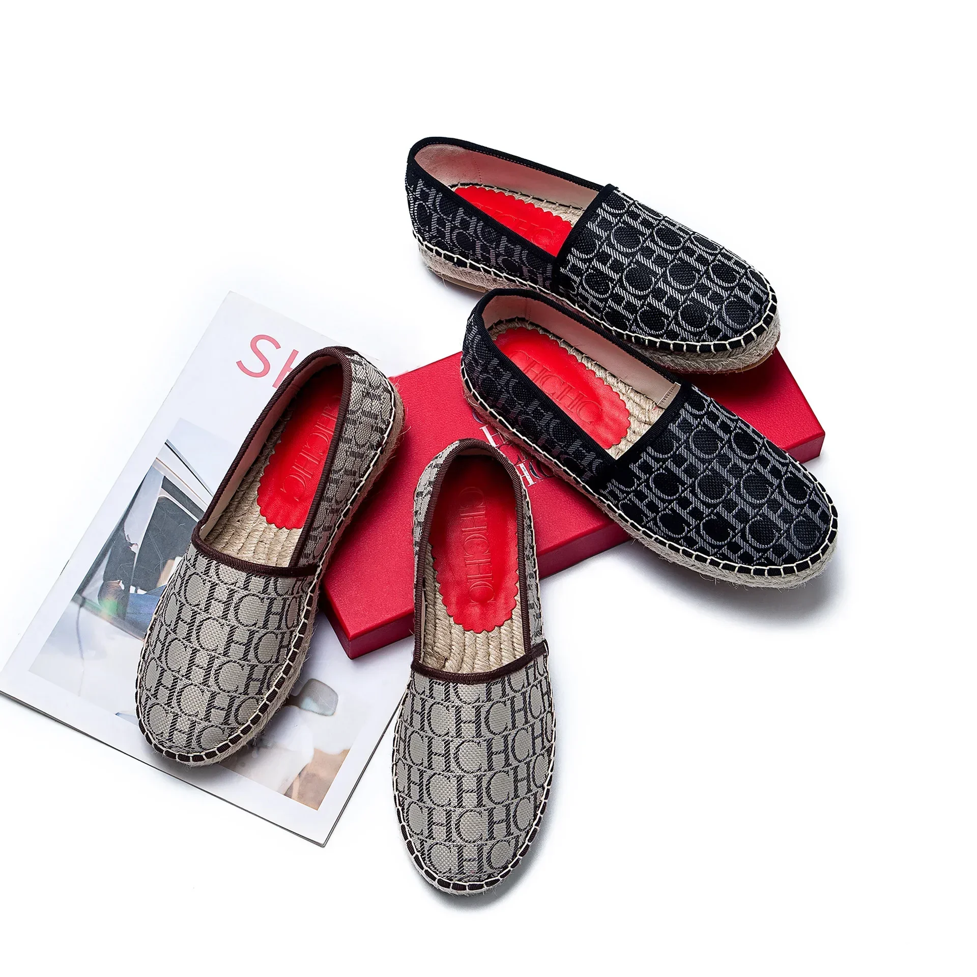 CH women's high-quality casual fisherman shoes flats, high-end outdoor classic letter design printed women's shoes