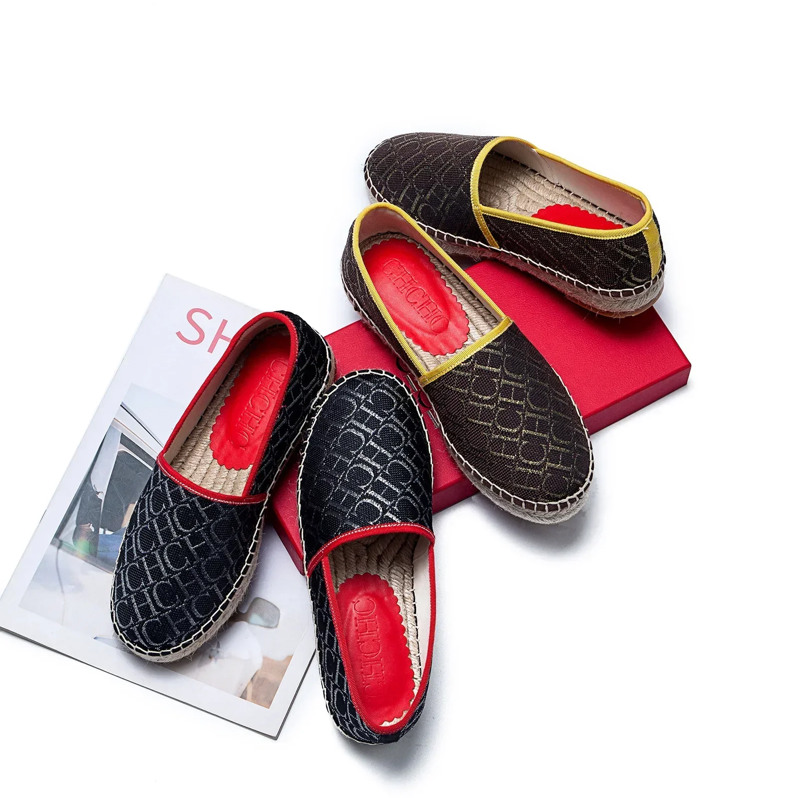 CH women's high-quality casual fisherman shoes flats, high-end outdoor classic letter design printed women's shoes