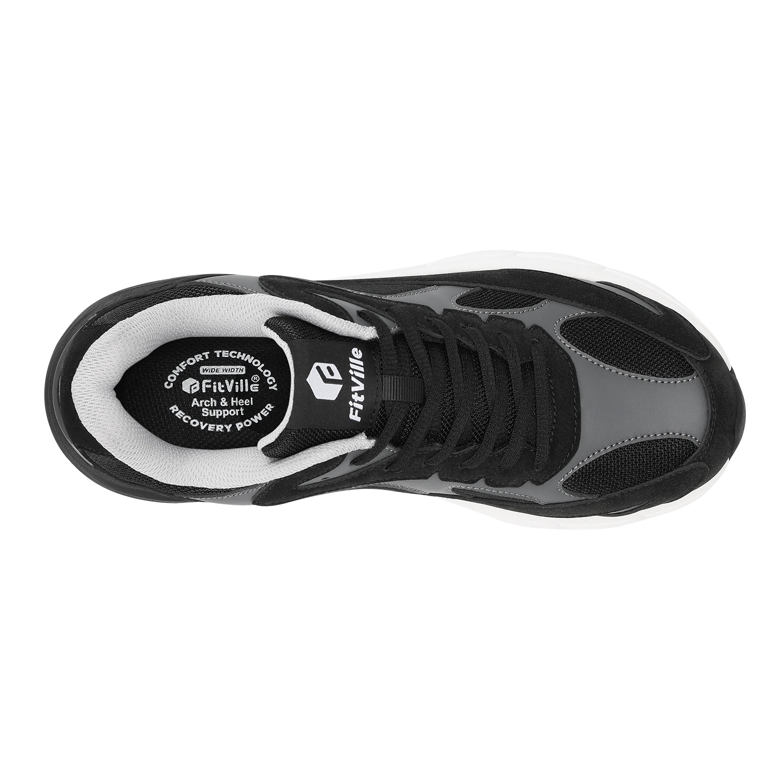 FitVille Wide Walking Shoes For Men Arch Support Wide Width Lightweight Non‑Slip Comfort Cushion Sneakers For Swollen Feet Neuropathy Plantar Fasciitis