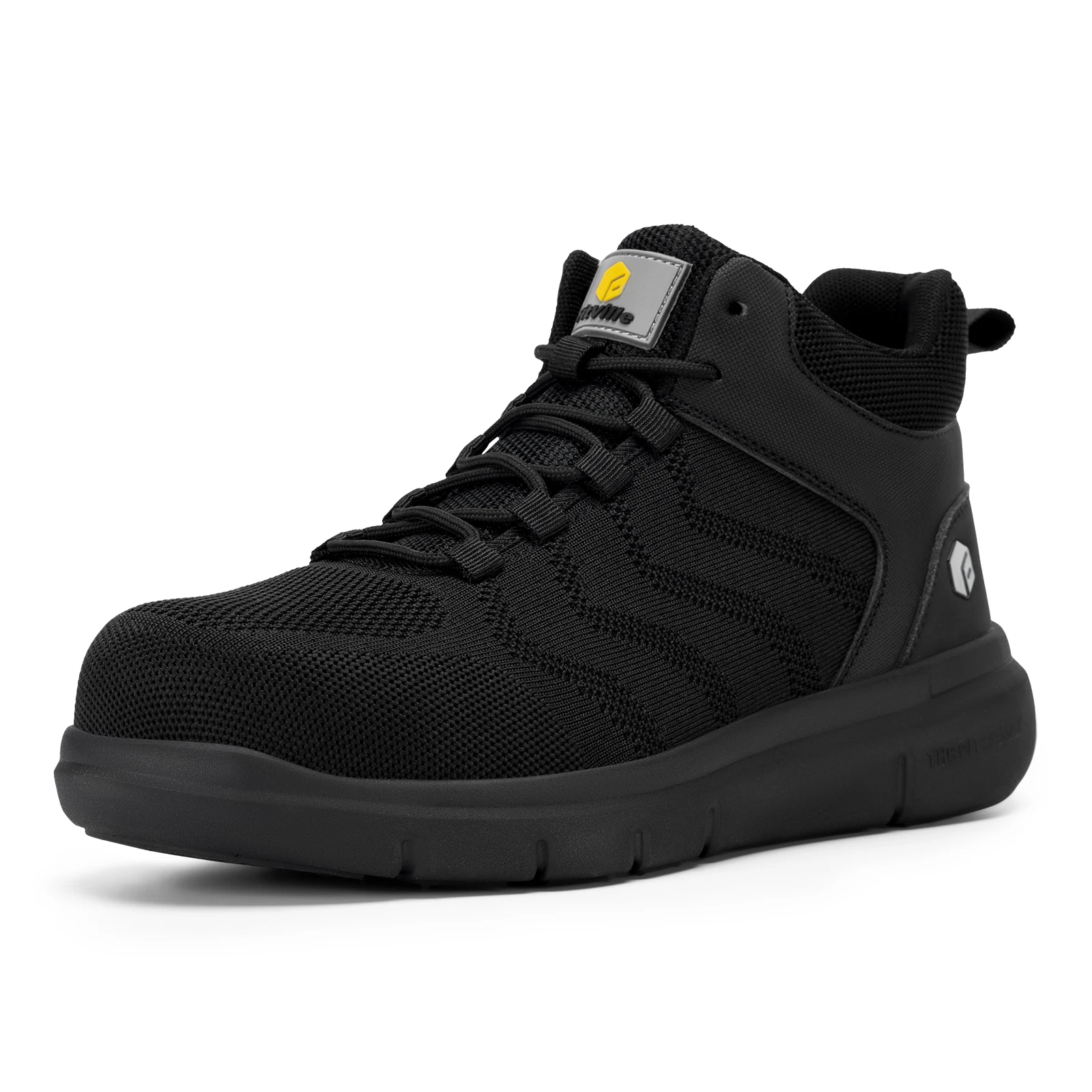 FitVille Men's High Top Safety Work Boots, Wide Width Composite Steel Toe Waterproof Anti-slip Outdoor Footwear for Construction Work