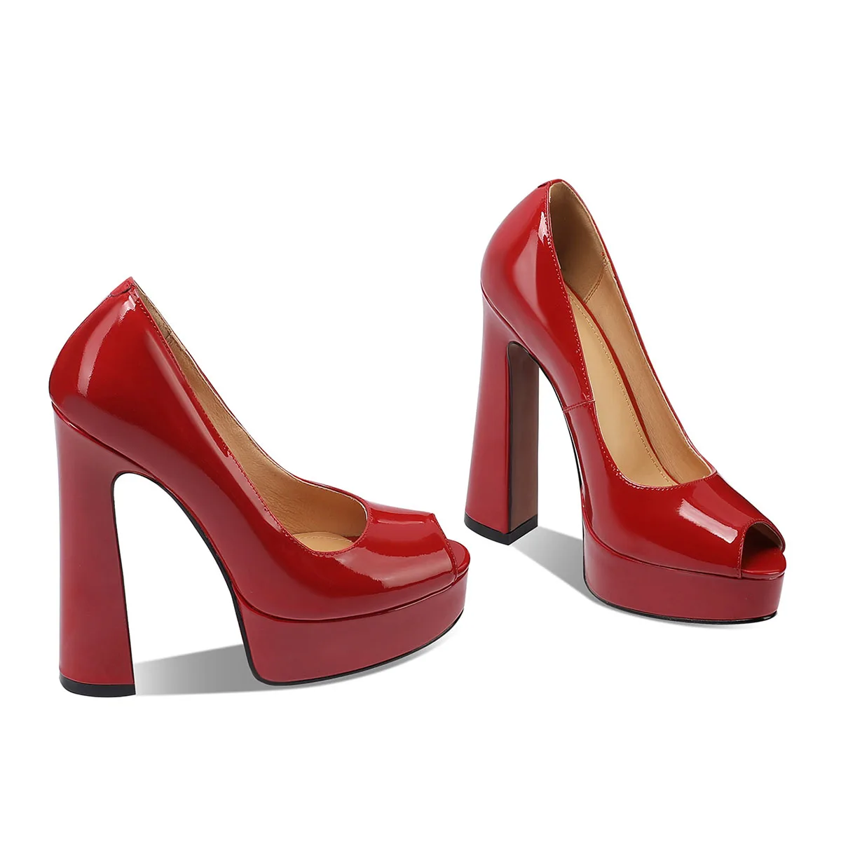 Arden Furtado 2025 Summer Cow patent leather peep toe Pumps Round toe Platform Super high heel Single shoe Wedding shoes