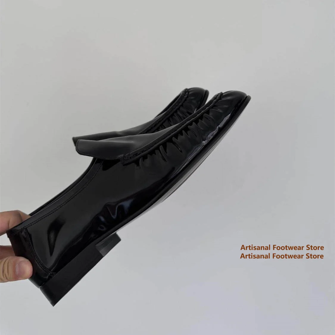 Black Glossy Slip On Loafers Men's Derby Shoes Business Formal Leather Shoes Commuting Casual Shoes Trendy Luxury Men's Shoes