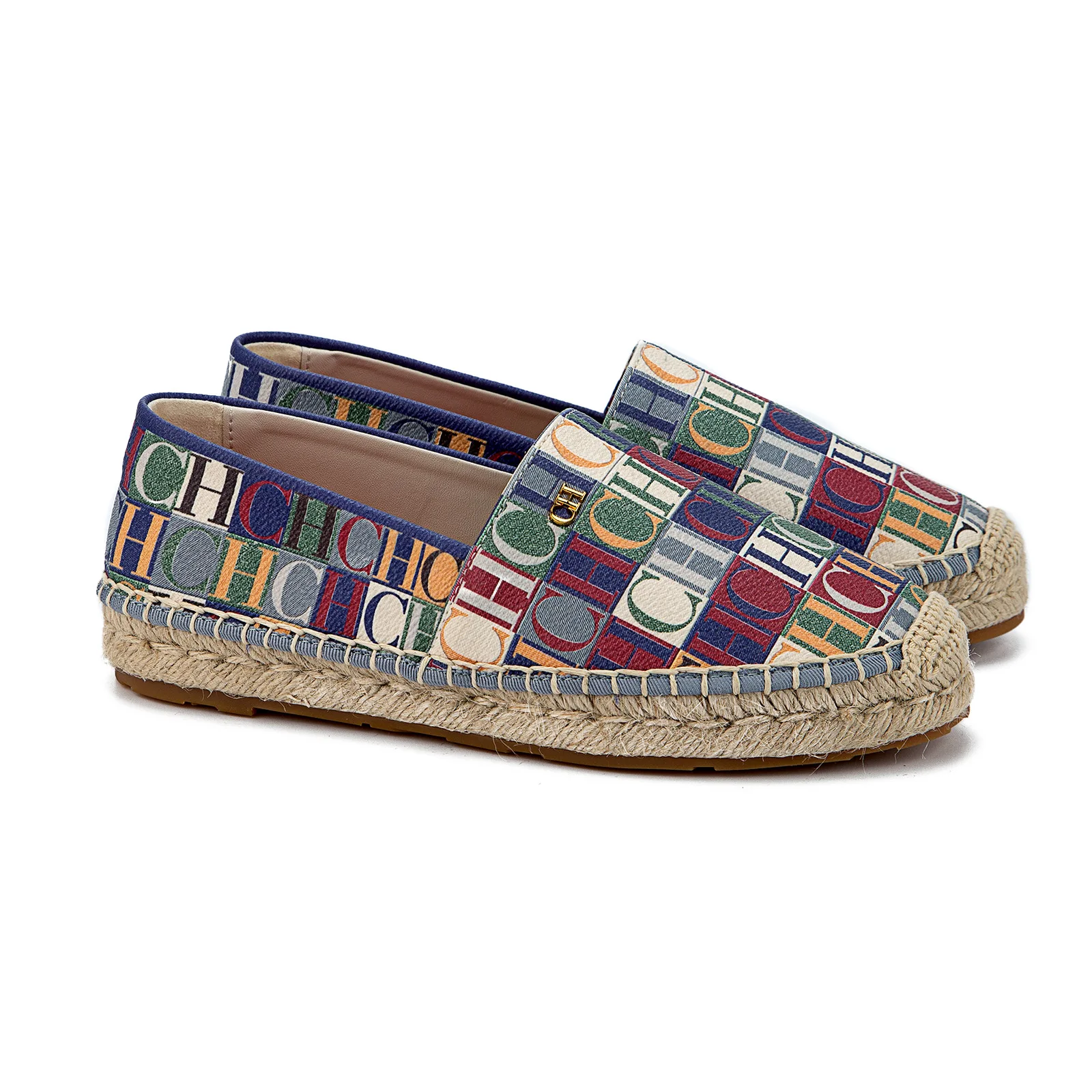 CHHC Spring Summer Women Espadrilles Color Block Letter Print Fashion Breathable Durable Classic Design Casual Shoes