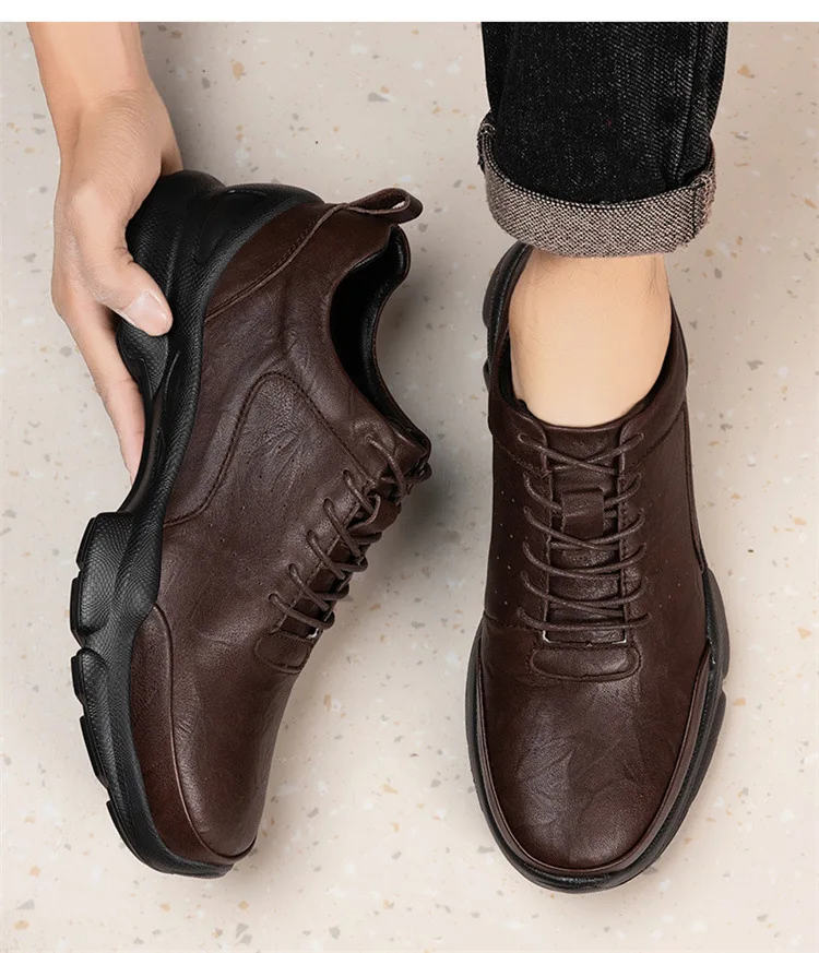Men's Height Increase Shoes Calfskin for All-Day Wear Business Casual Elevator Shoes Height Increasing 6cm Hidden Heel Shoes