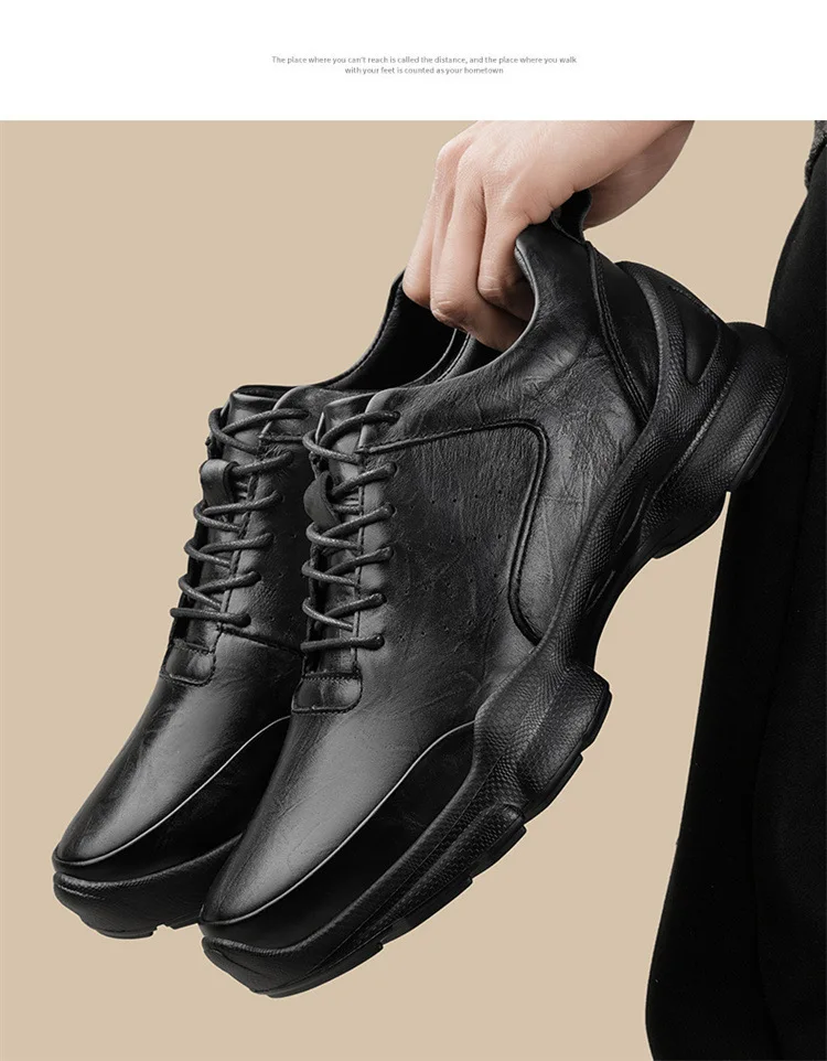 Men's Height Increase Shoes Calfskin for All-Day Wear Business Casual Elevator Shoes Height Increasing 6cm Hidden Heel Shoes