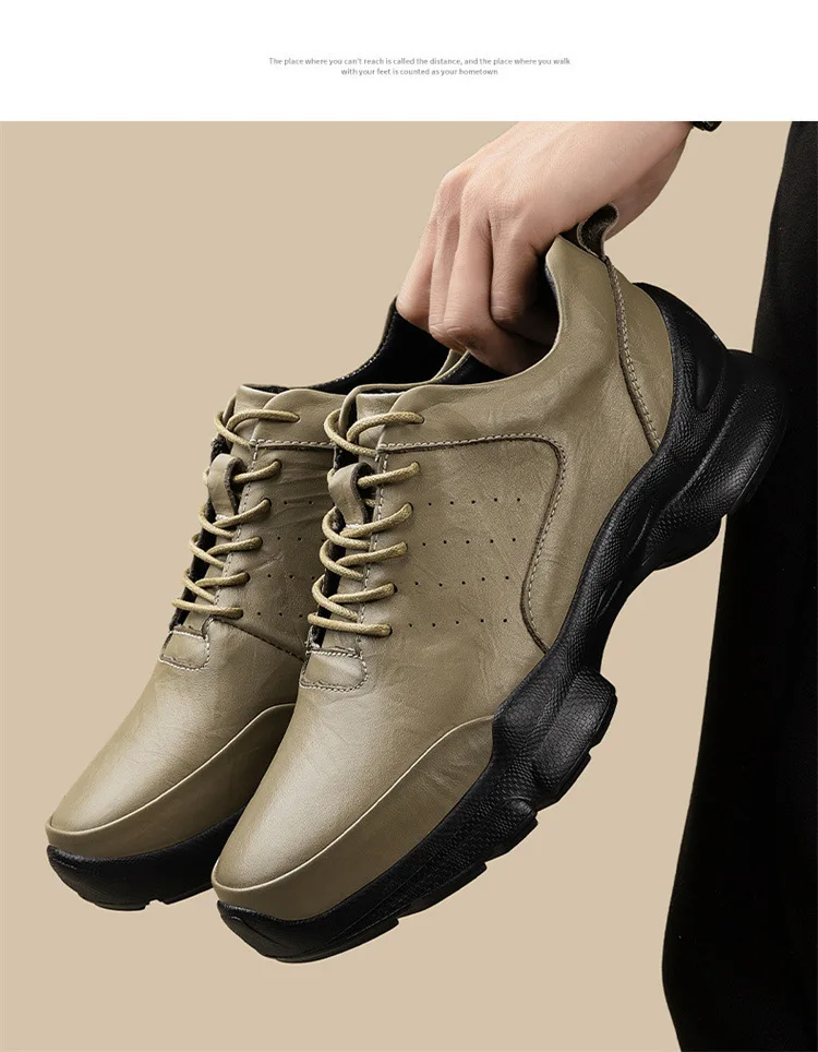 Men's Height Increase Shoes Calfskin for All-Day Wear Business Casual Elevator Shoes Height Increasing 6cm Hidden Heel Shoes