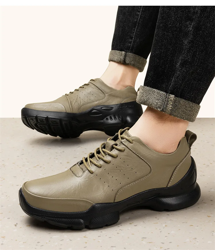Men's Height Increase Shoes Calfskin for All-Day Wear Business Casual Elevator Shoes Height Increasing 6cm Hidden Heel Shoes