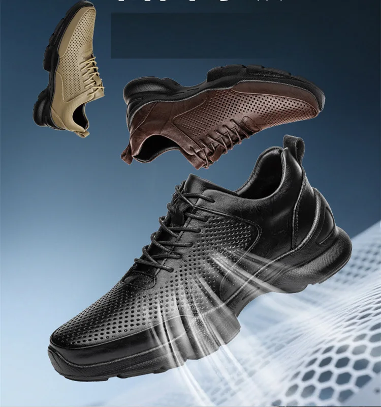 Men's Height Increase Shoes Calfskin for All-Day Wear Business Casual Elevator Shoes Height Increasing 6cm Hidden Heel Shoes
