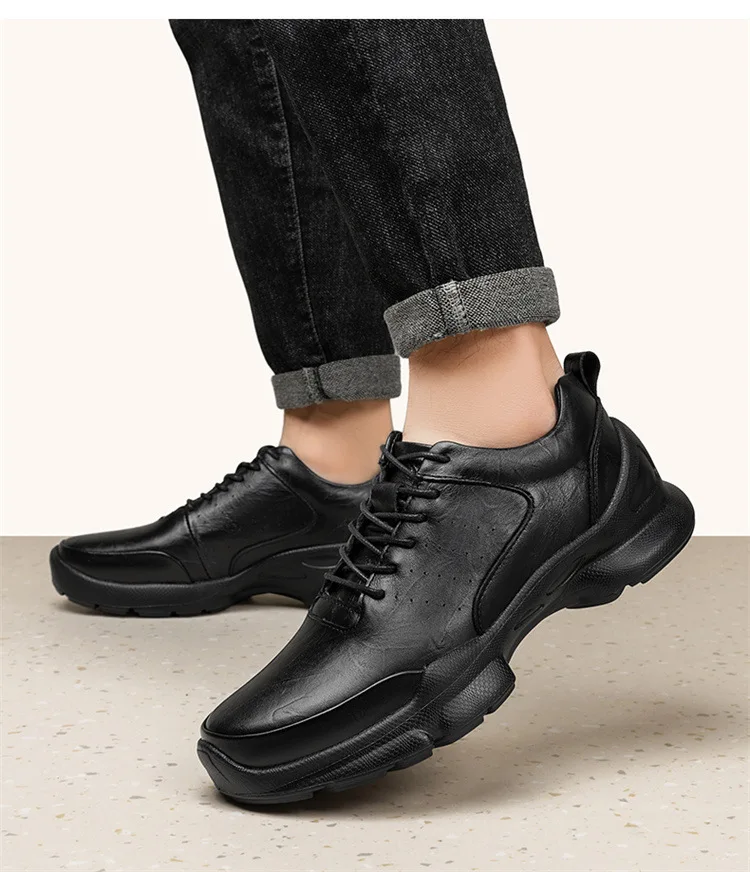 Men's Height Increase Shoes Calfskin for All-Day Wear Business Casual Elevator Shoes Height Increasing 6cm Hidden Heel Shoes
