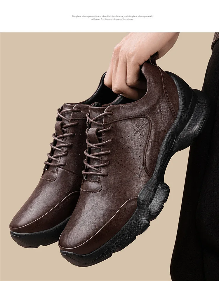 Men's Height Increase Shoes Calfskin for All-Day Wear Business Casual Elevator Shoes Height Increasing 6cm Hidden Heel Shoes
