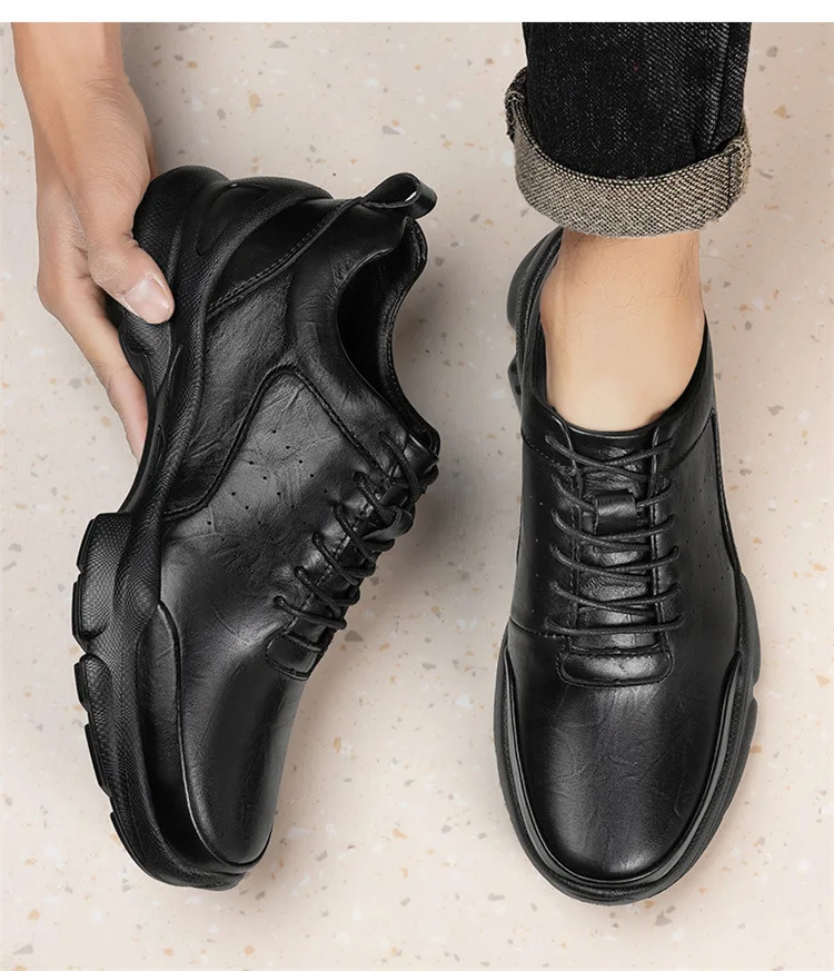 Men's Height Increase Shoes Calfskin for All-Day Wear Business Casual Elevator Shoes Height Increasing 6cm Hidden Heel Shoes