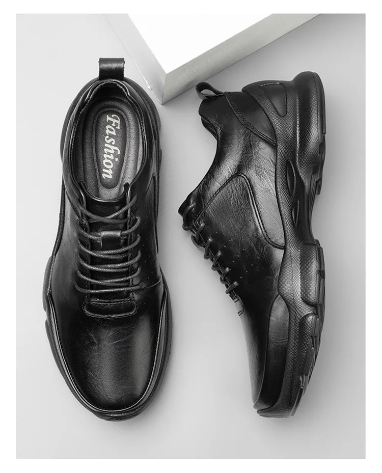 Men's Height Increase Shoes Calfskin for All-Day Wear Business Casual Elevator Shoes Height Increasing 6cm Hidden Heel Shoes