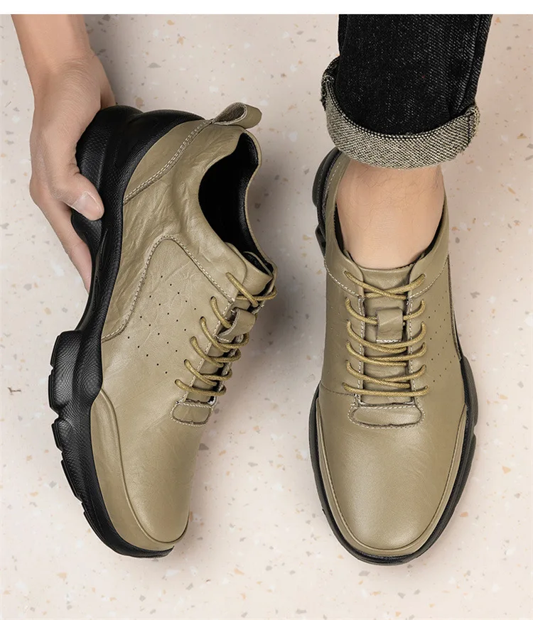 Men's Height Increase Shoes Calfskin for All-Day Wear Business Casual Elevator Shoes Height Increasing 6cm Hidden Heel Shoes