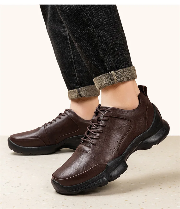 Men's Height Increase Shoes Calfskin for All-Day Wear Business Casual Elevator Shoes Height Increasing 6cm Hidden Heel Shoes