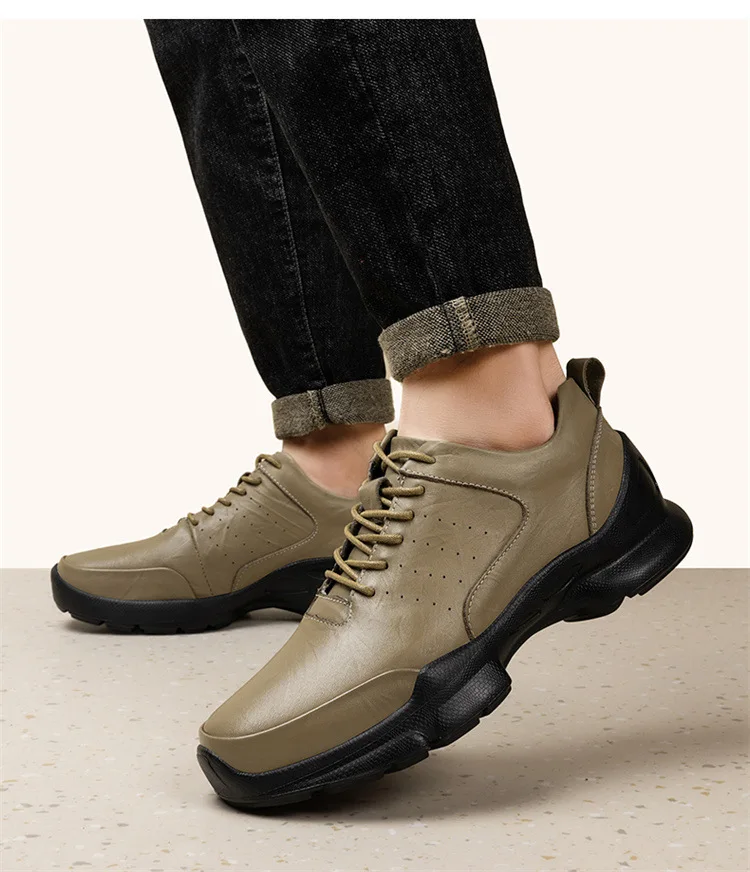 Men's Height Increase Shoes Calfskin for All-Day Wear Business Casual Elevator Shoes Height Increasing 6cm Hidden Heel Shoes
