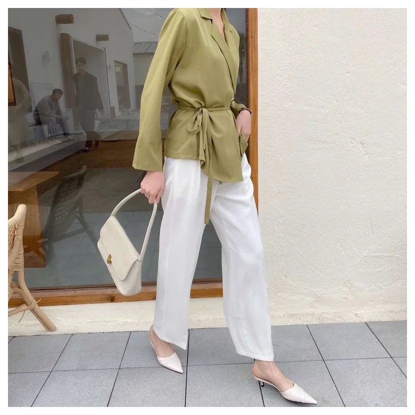 Brand Slippers Women Pointed Toe Slides Women Low Heel Mules Thin Heel Slippers Outdoor Flip Flops Pleated Shoes Female Sandals