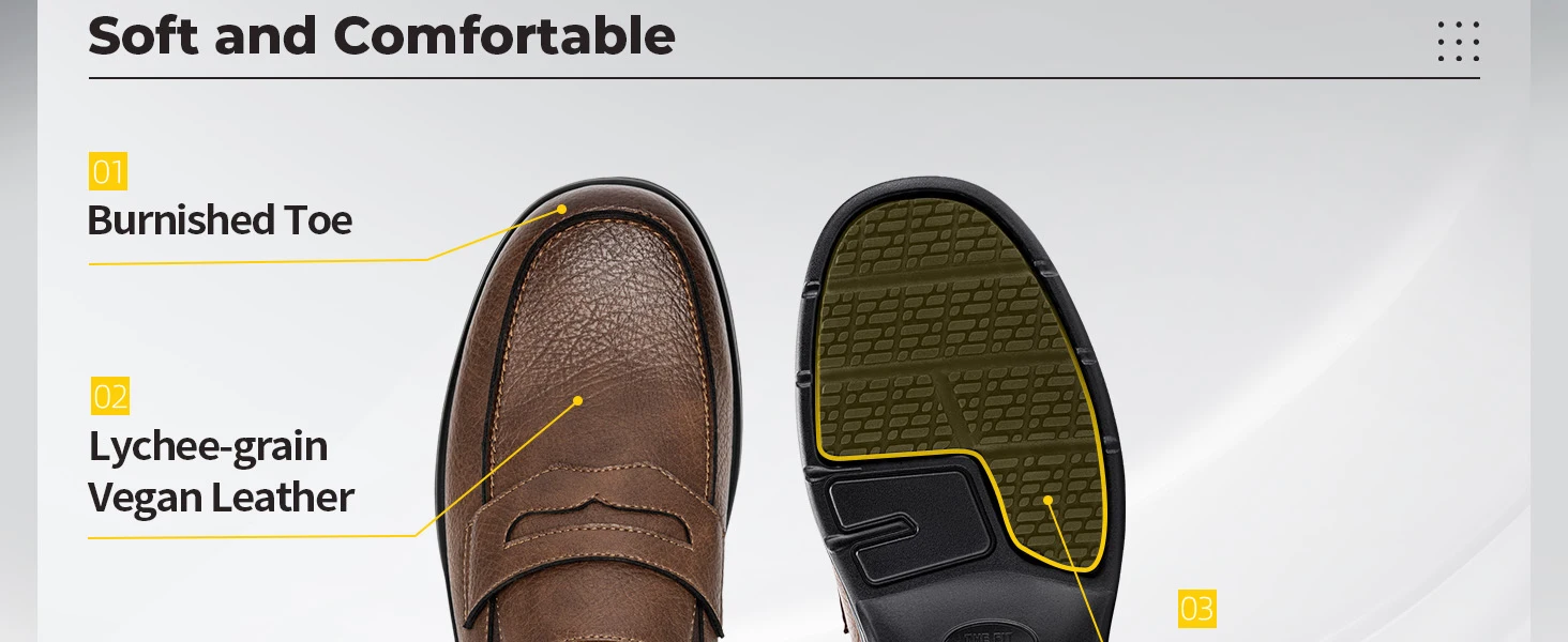FitVille Men's Loafers Extra Wide Toe Box Lightweight Classic Business Formal Dress Shoes for Men with Arch Support Comfortable