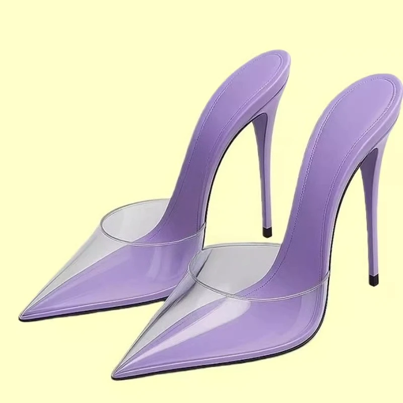 High heeled sandals for women's outdoor wear summer new style, slim heel, super pointed, versatile, wrapped, lazy half slippers