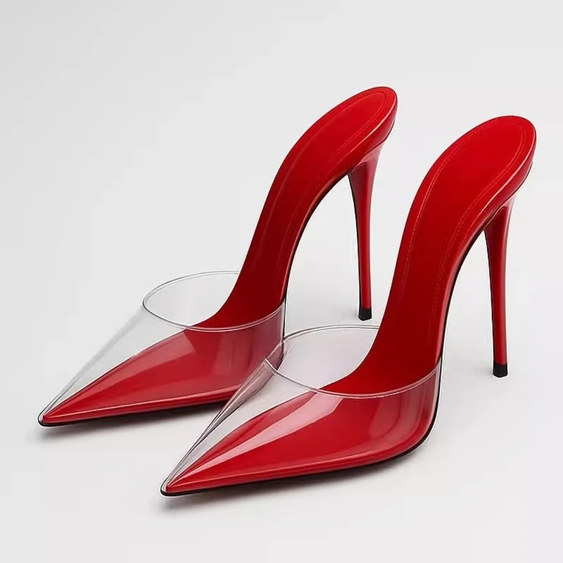 High heeled sandals for women's outdoor wear summer new style, slim heel, super pointed, versatile, wrapped, lazy half slippers
