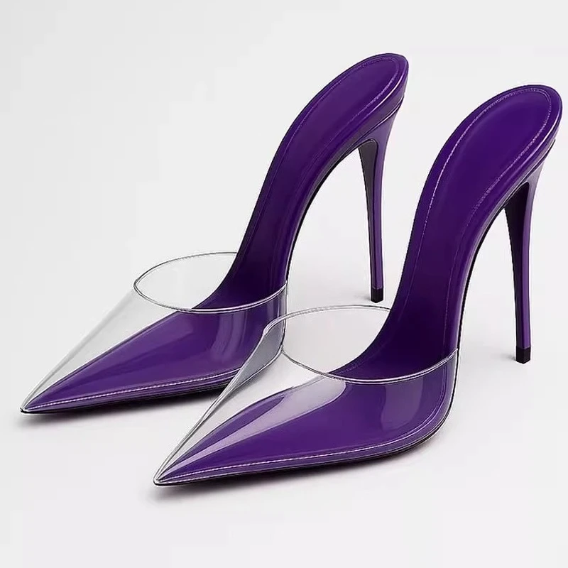 High heeled sandals for women's outdoor wear summer new style, slim heel, super pointed, versatile, wrapped, lazy half slippers
