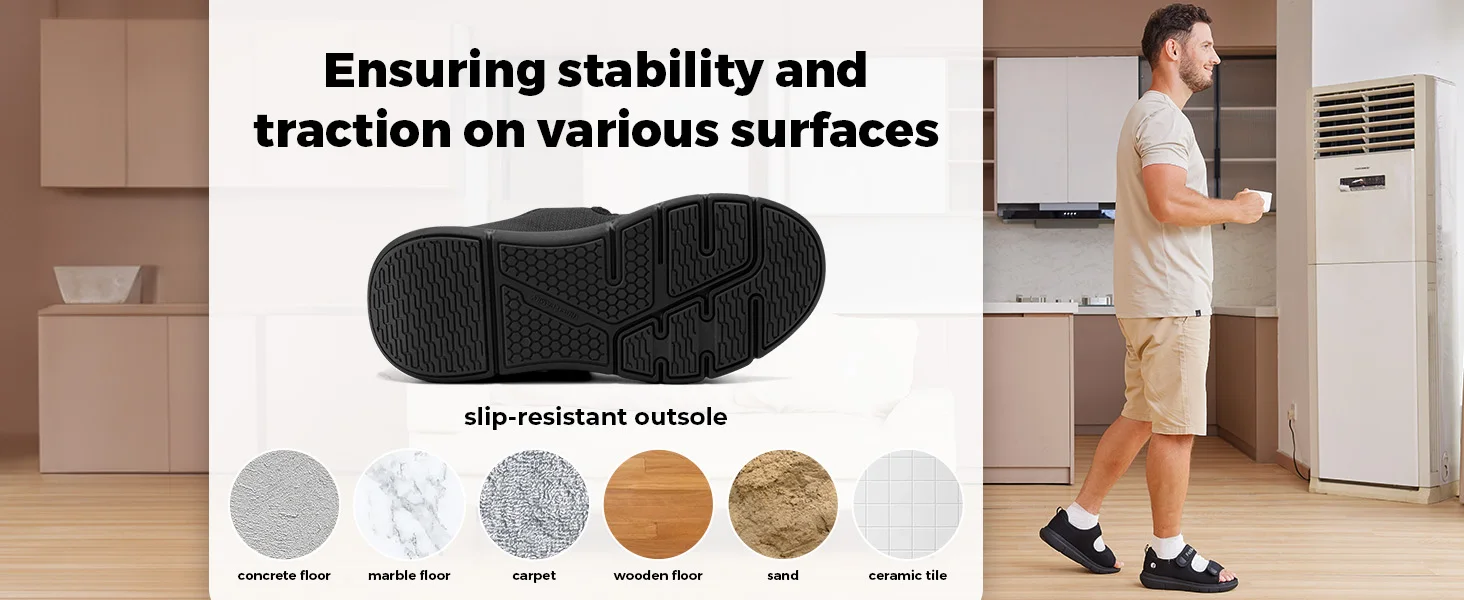 FitVille Men's Adjustable Wide Width Diabetic Sandals, Orthopedic Comfort Sandals with Arch Support for Swollen Feet & Foot Neuropathy