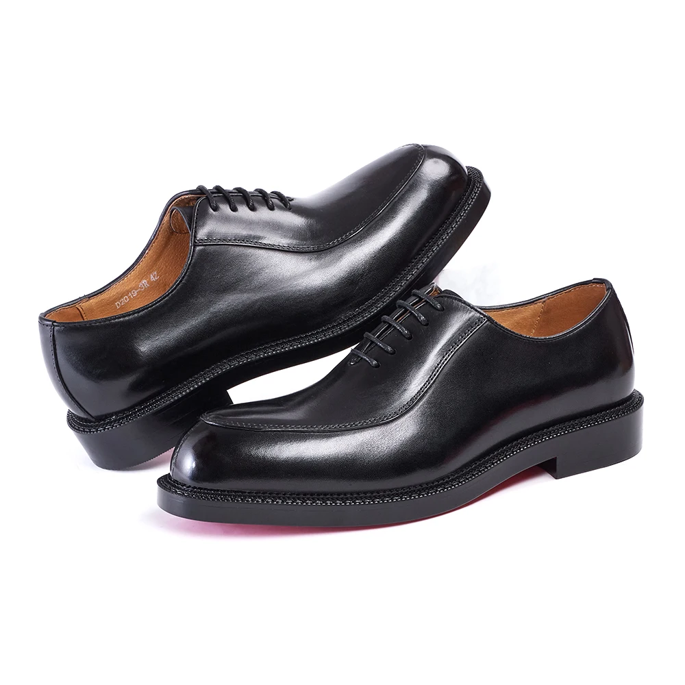 Luxury Genuine Leather Mens Formal Shoes Handmade Whole Cut Oxfords Business Lace-up Pointed Toe Wedding Dress Shoes for Men