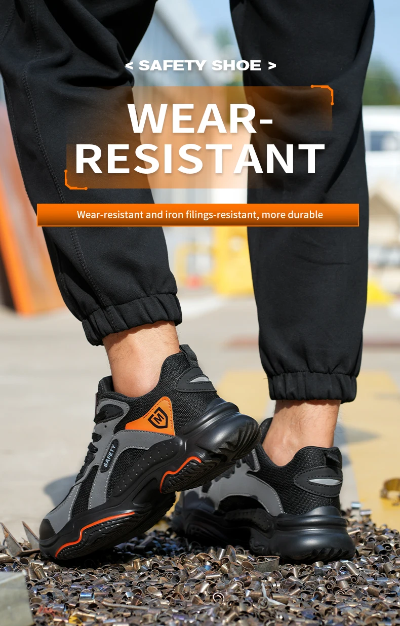 Men's Lightweight Safety Shoes, Men's Steel Toe Puncture Resistant Breathable Safety Boots, Men's Construction Work Safety Shoes