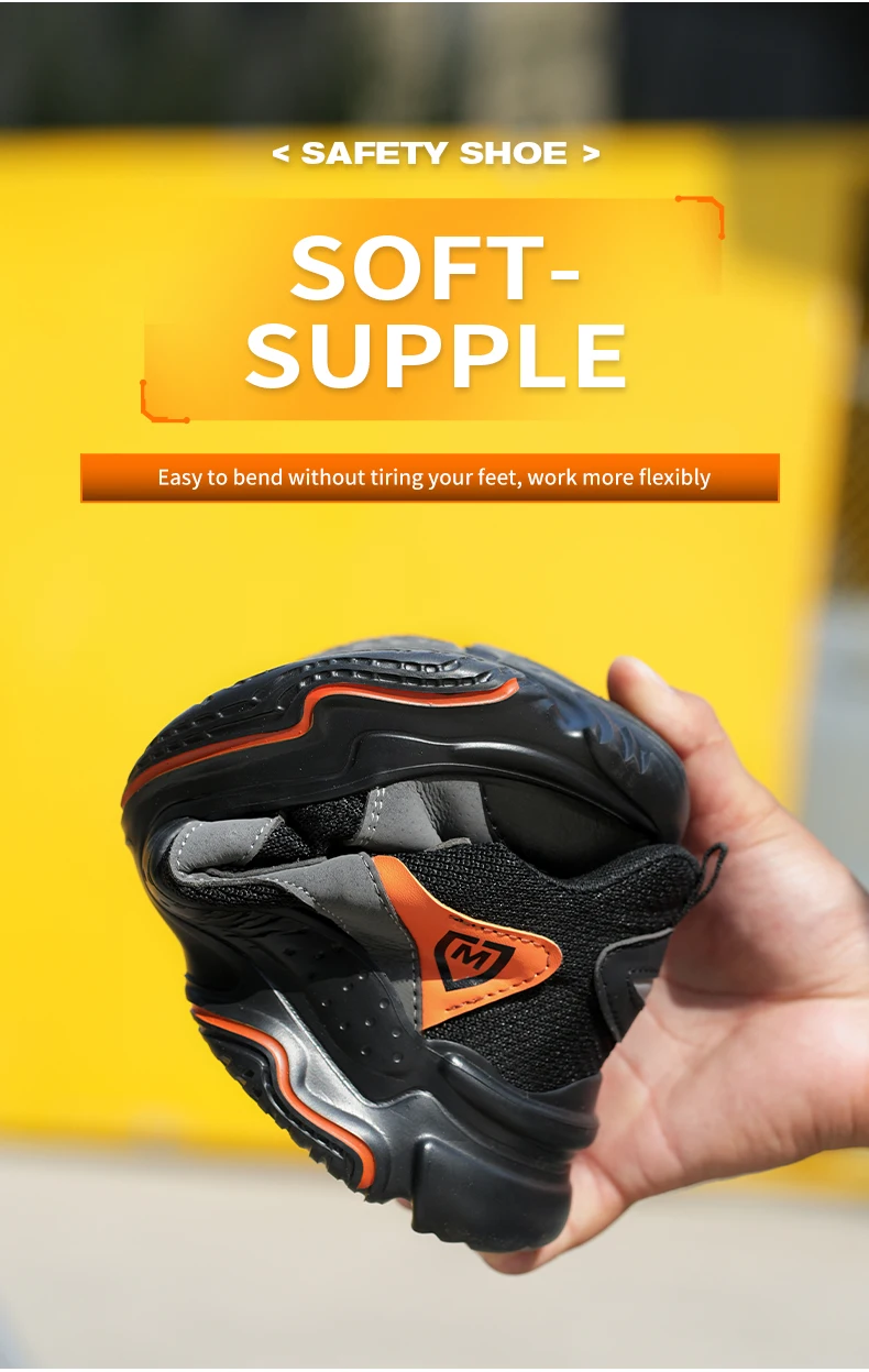 Men's Lightweight Safety Shoes, Men's Steel Toe Puncture Resistant Breathable Safety Boots, Men's Construction Work Safety Shoes
