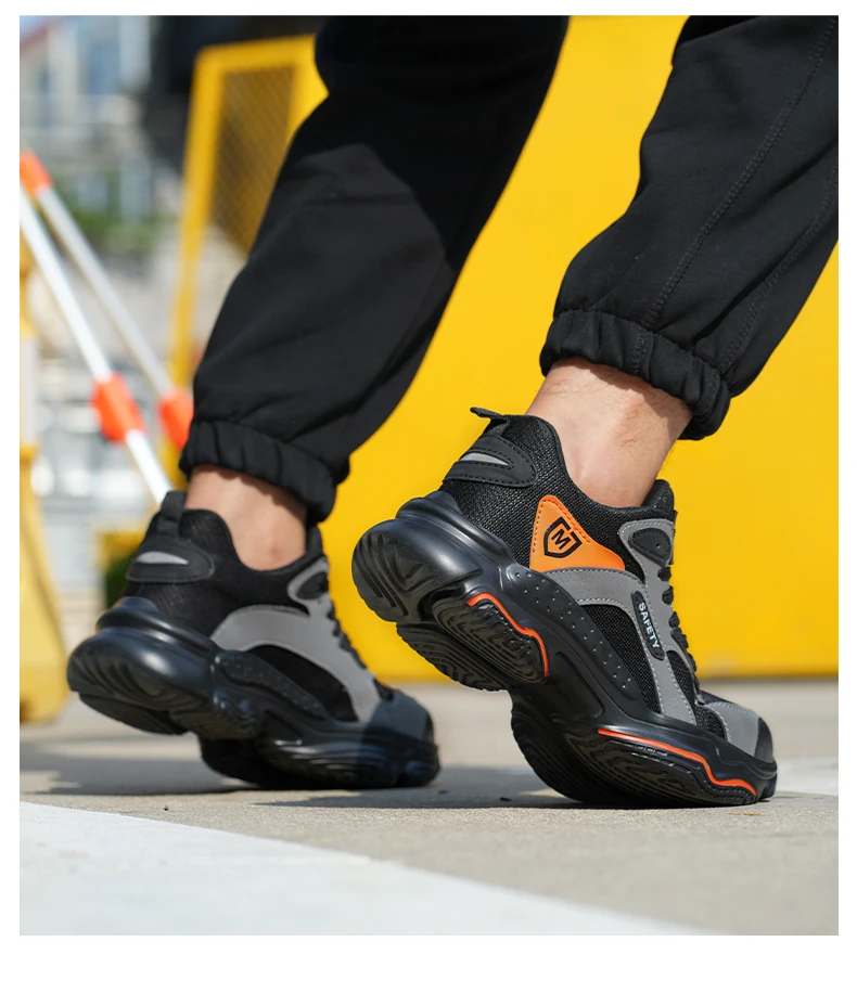 Men's Lightweight Safety Shoes, Men's Steel Toe Puncture Resistant Breathable Safety Boots, Men's Construction Work Safety Shoes