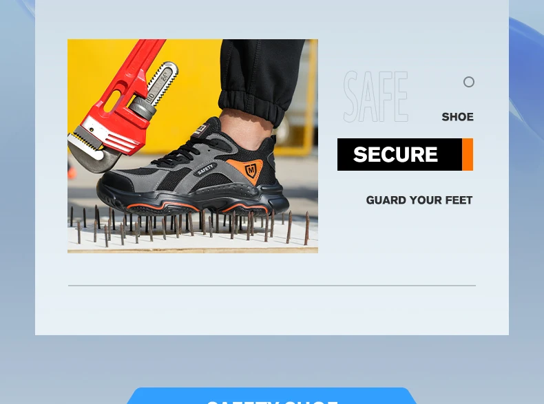 Men's Lightweight Safety Shoes, Men's Steel Toe Puncture Resistant Breathable Safety Boots, Men's Construction Work Safety Shoes