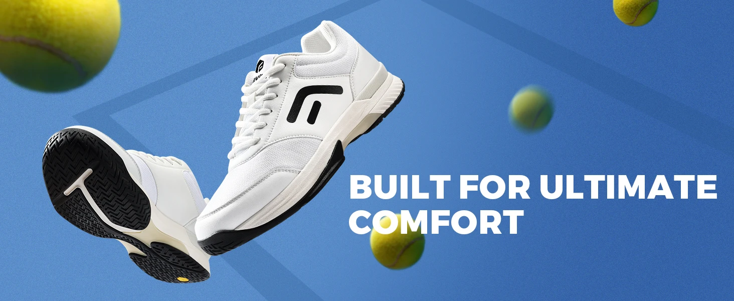FitVille Wide Men's Tennis Shoes Anti-slip Breathable Professional Sneakers Tennis Footwear for Arch Support Relief Pain