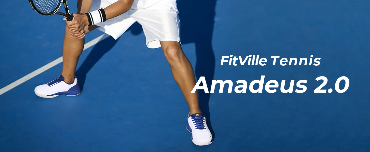 FitVille Pofessional Tennis Shoes for Mens  Soprt Shoes Training Sneakers Anti-Slip Sweat Absorbent Swollen Feet Arch Support