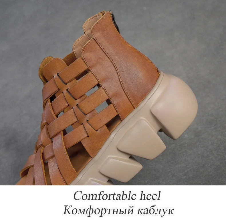 DRKANOL 2026 Women Gladiator Sandals Summer Cool Boots Luxury Gesign Genuine Leather Woven Wedges Platform Casual Roman Sandals