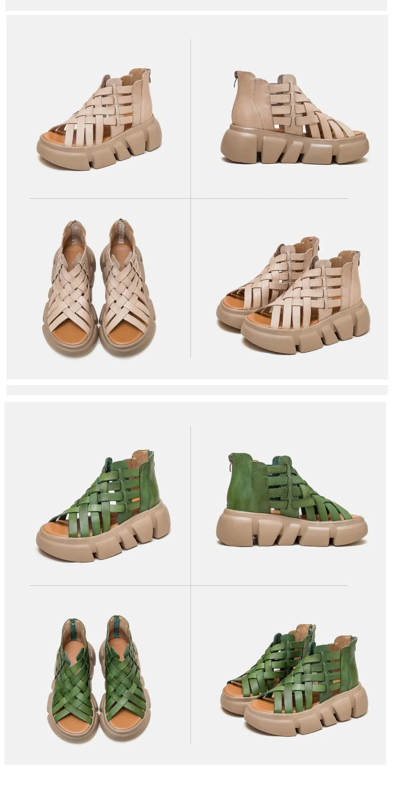DRKANOL 2026 Women Gladiator Sandals Summer Cool Boots Luxury Gesign Genuine Leather Woven Wedges Platform Casual Roman Sandals